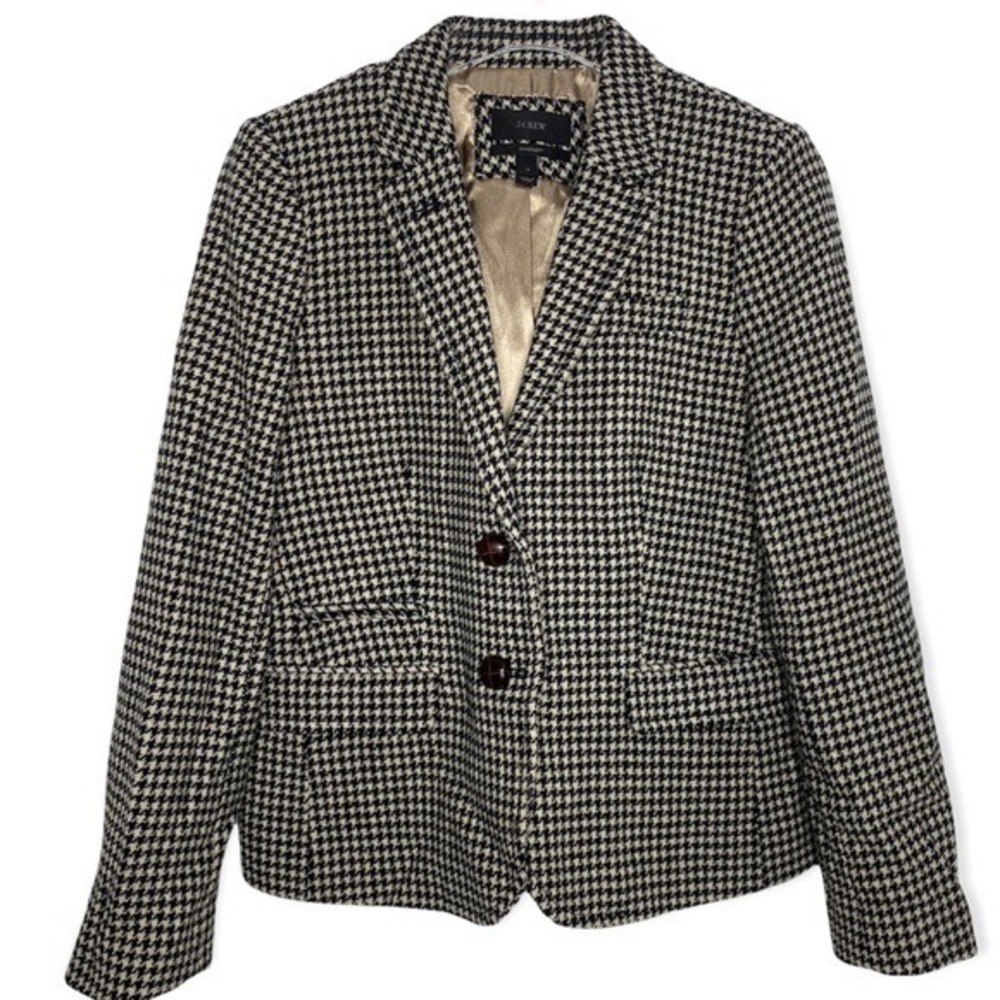J. Crew Houndstooth Schoolboy Wool Blend Preppy Blazer Sz 10